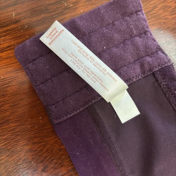 Lane Bryant Cacique Bra Size 42DDD Lightly Lined Balconette Purple Satin Wired - Picture 6 of 9